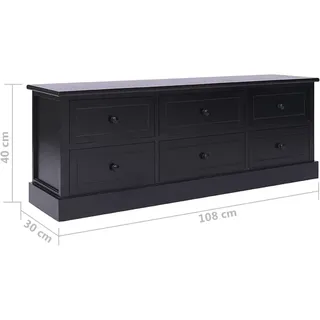 vidaXL TV-Schrank Lowboard 108x30x40 cm Schwarz Massivholz