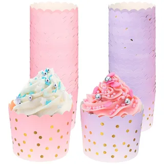 100 Stück Cupcake Förmchen, Muffin Förmchen, Muffinförmchen Papier, Dessert Muffins Papierförmchen, Candybar Becher für Hochzeit Weihnachten Geburtstag Halloween Cupcake Wrappers Candy Bar Zubehör