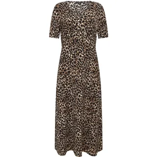 Maxikleid ZERO "Maxikleid kurzarm mit Leoprint", Damen, Gr. 36, EURO, beige (beige, schwarz), Obermaterial: 3% Elasthan EL. 97% Polyester PES., Kleider Maxikleid