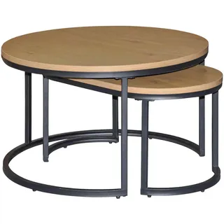 Mid.you Couchtisch , Schwarz, Wildeiche , Metall, Holzwerkstoff , rund , eckig , 70x70x42 cm , Wohnzimmer, Wohnzimmertische, Couchtische, Couchtische rund