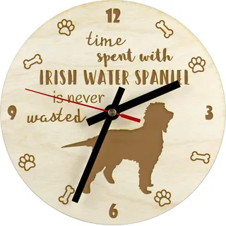 Irischer Wasserspaniel, Irish Water Spaniel - Uhr mit Hund, Holzuhr mit Gravur, personalisierte Uhr von Art-Dog