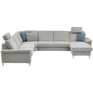 Dieter Knoll Wohnlandschaft , Silberfarben, Hellgrau , Textil , Uni , U-Form , 333x265 cm , Typenauswahl, Fußauswahl, Stoffauswahl, Sitzqualitäten, seitenverkehrt erhältlich, Bettfunktion erhältlich, Hocker erhältlich, Rückenfutter, individuell planbar , Wohnzimmer, Sofas & Couches, Wohnlandschaften, Wohnlandschaften in U-Form