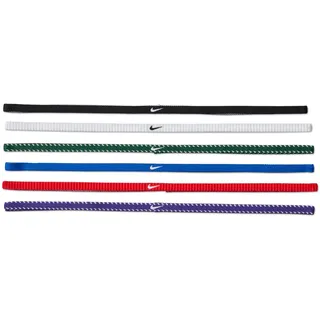 Nike Herren Flex Classic Slim Headbands 6er Pack Stirnbänder Running Fitness Training Sport Haarband Set schmal, Game Royal/University Red/White, One Size