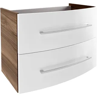 Fackelmann Waschtisch-Unterschrank Verona 80 cm Nussbaum/Weiß Hochglanz