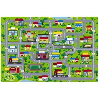 YQOPDEBD Spielteppich, Autoteppich mit Stadtmotiv, Straße für kreatives Spielen, Straßenteppich mit detailliertem Design, Spielteppich Bauernhof als Alternative, Auto Teppiche für Innenräume