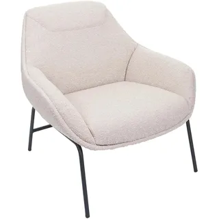 MCW Lounge-Sessel J77 Bouclé 80 x 79 x 80 cm Creme-Beige/Cremeweiß mit Rollen