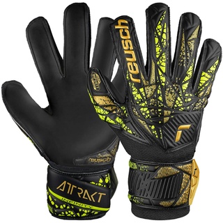 Reusch Attrakt Infinity Finger Support Junior Torwarthandschuhe für Kinder optimal für Kunstrasen, 5, schwarz-Gold-gelb