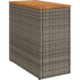 vidaXL Garten-Beistelltisch mit Holzplatte Grau 58x27,5x55 cm Rattan - Grau