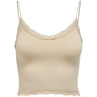 Only ONLVICKY LACE SEAMLESS CROPPED TOP Beige S