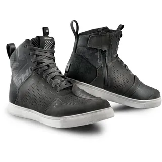 SHIMA REBEL 2.0 Motorrad Schuhe Herren Leder Belüftet Motorradstiefel Protektoren Sneaker Rutschfeste Sohle Knöchelstütze Seitlicher Reißverschluss Bikerboots (Männer, Belüftet Grau, 48)