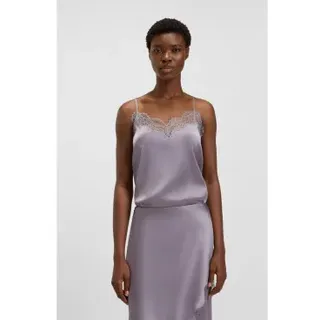 BOSS für Damen. 50548401 Violettes Spitzen-Satin-Top (36), Lässig, Flieder, Polyester