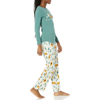 Amazon Essentials Disney | Marvel | Star Wars Damen Schlafanzug-Schlaf-Sets Flanell, Pooh Holiday Forest - Womens, XL