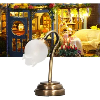 Miniatur-Tischlampe im Maßstab 1:12, Modell in Blumenform, sanfte Beleuchtung, Simulation, Puppenhaus, Schreibtisch
