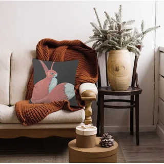 queence Dekokissen »Eichhörnchen mit schwarzem Hintergrund« Dekokissen mit HD Premium Druck Weihnachten, schwarz