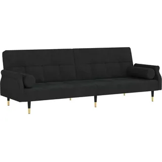 Schlafsofa mit Kissen Schwarz Samt - Schwarz