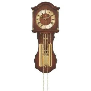 AMS 211/1 Wanduhr mit Pendel mechanisch Holz nussbaum farben Heimuhr Pendeluhr - Schwarz