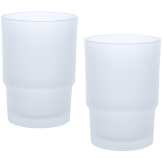 Topsky 2 Stück Glas zahnputzbecher,zahnputzbecher Kinder,zahnputzbecher Set,Ersatz für Wandmontage zahnputzbecher,Zahnbürstenhalter,Badezimmer-Zubehör (Matt)