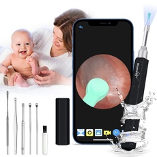 BlumWay WiFi Ohr Otoskop 3.5mm 1080P HD Ohr Endoskop Ohrreiniger Ohr Kamera mit 6 LED Licht, Ohren Reinigung Ohrenschmalz Entferner für Baby Kinder Erwachsene mit iOS, Android (schwarz)