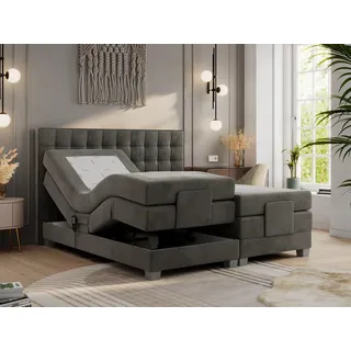 Boxspringbett mit Motor, elektrisch - Elektro - 200x200cm - Dunkelgrau - H3 - Dunkelgrau