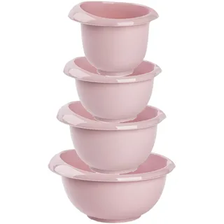 Engelland Backschüsseln, Rührschüssel, Schneebesen, Topf, Salatschüssel, stapelbar, rutschfeste Silikonfüße, Einhandausguss, Kunststoff, 4er-Set, Farbe: Rosa