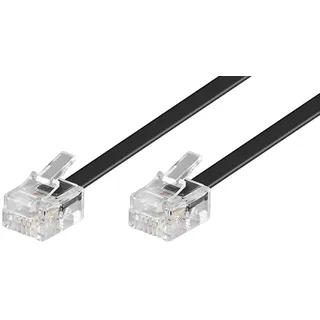 goobay Telefonkabel, RJ11 Stecker (6P4C) auf RJ11 Stecker (6P4C), schwarz, 15m, 15 Meter