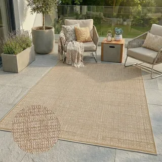 Carpet City "Outdoor 791, auch in rund", rechteckig 5 mm Höhe Witterungsbeständig für Balkon, Terrasse, In und Outdoor, Sisal Optik,