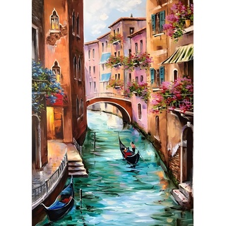 EOBROMD Diamond Painting Erwachsene Landschaften, 5D Diamant Painting Bilder Erwachsene Stadt am Wasser, DIY Diamond Painting Bilder Diamant Malerei Set für Wanddekoration 30x40cm