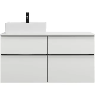 burgbad Eqio Keramik-Aufsatzwaschtisch quadratisch, links, inklusive Waschtischunterschrank mit 4 Schubladen, Breite 1200mm, SGUS120LF6582C0001G0252