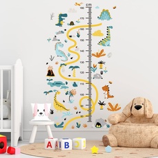 COVPAW Wandtattoo Kinderzimmer Dinosaurier Messlatte Wandaufkleber Kids Dino Wachstum Diagramm Wandtattoo Mess Baum Wandsticker Körpergrösse Messen Wandsticker