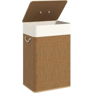 Homcom Bambus Wäschekorb mit Deckel Herausnehmbarer Wäschesack 72 L Braun