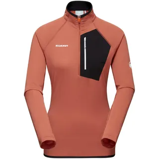 Mammut Damen Half Zip Pullover, XS, Orange, Funktionsshirt, Oberteil für Sportler, aus Polartec Power Grid
