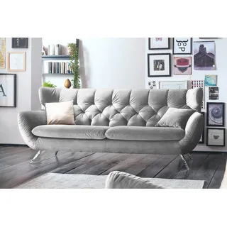 KAWOLA Sofa CHARME Velvet silber