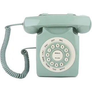 Inovra – Telefon mit hoher Auflösung und Klangqualität – Festnetztelefon – Vintage-Telefon – Kabelgebundenes Telefon – Große Tasten – Robustes ABS-Material - Grün
