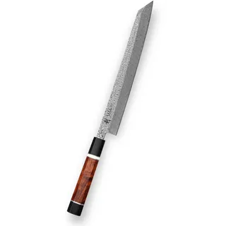 Wakoli Seishin Kiritsuke Kochmesser 28 cm Klinge, 110 Lagen Volldamaststahl | Damastmesser, Wüsteneisenholz-G10-Griff, 60 ± 1 HRC, starre Klinge für lange Zugschnitte durch Fleisch & Fisch, Geschenkbox