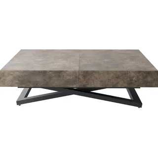 Couchtisch Höhenverstellbar und Ausziehbar Cavetta U - Wohnzimmertisch Esstisch Multifunktionstisch mit Schwarzem Metallgestell 120-200/80/27-76 cm Beton-Optik Dunkelgrau - Grau