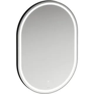 LAUFEN BASE 2.0 Spiegel, LED-Beleuchtung, Touch Sensorschalter, oval, Aluminiumrahmen schwarz matt, 600x850x32mm, H4443951084501