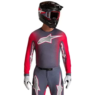 Alpinestars Supertech Hiten Afd Langarm-trikot - Graystone / Red Fluo / Light Lilac - 2XL