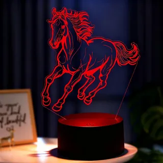 Pferde Nachtlicht Kinder,3D LED Pferd Lampe 7 Farben Farbwechsel, Pferd Nachtlicht Zimmer Deko,Geburtstag Weihnachten Valentinstag Pferdeliebhaber Geschenke für Jungen Frauen Männer. [Energieklasse G]