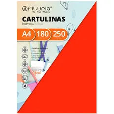 Pack 250 Cartulinas Color Naranja Tamaño A4 180g