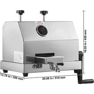 Zuckerrohrsaftpresse, hohe Leistung mit Edelstahlwalzen, manuelle Kurbel, 16.5in