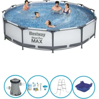 Bestway Pool Steel Pro MAX - Mit Zubehör - 366x76 cm - Grau