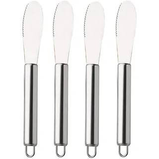 VANRA 4 PCS Buttermesser Set 19,8 cm Edelstahl Butterschneidemesser Silber Frühstücksmesser mit Wellenschliff für Sandwich Marmelade Brot Creme