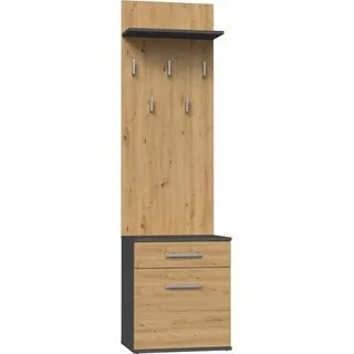 Topeshop DUO WIESZAK ANT/ART, Partikelbord, Anthrazit, Eiche, 5 Stück(e) - Grau, Braun
