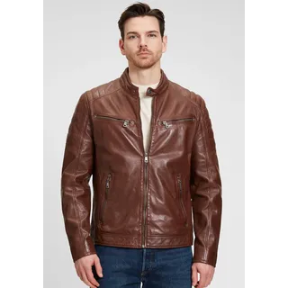 Mauritius Lederjacke »GBDerry LAORV« mit Stehkragen, Reißverschluss, Schulterpasse, braun