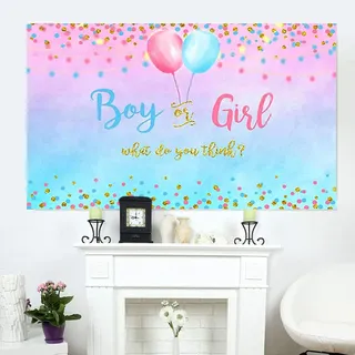 Bymivofun Gender Reveal Backdrop Banner, Boy oder Girl Gender Reveal Backdrop Banner, Vinyl Professionelle Fotografie Kulisse, für Gender Reveal Party, Baby Showers (4 * 2.7 ft)