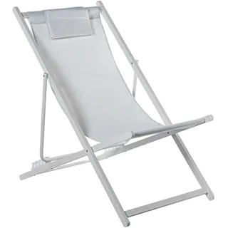 DRW Klappbare Hängematte aus Aluminium und Textilene mit 5 Positionen, weiß, 92 x 82 x 103 cm