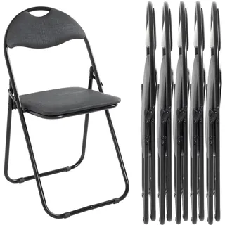 HAKU Klappstuhl gepolstert 6er Set Klappstühle bequem schwarz, gepolsterter Rücken, gepolsterter Sitz PVC-Bezug, Stahl - Maße: B 44 x H 80 x T 47 cm, Style: Modern