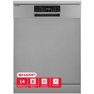 Sharp QW-NA25GF44BS-DE Geschirrspüler (freistehend, 598 mm, Silber)