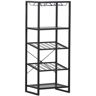 Livetastic Weinregal , Schwarz , Metall , 47x118x35 cm , Bar- & Weinzubehör, Weinregale