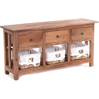 KOMMODE RANTAN | 98 cm, Massivholz | Sideboard mit Körben - Braun